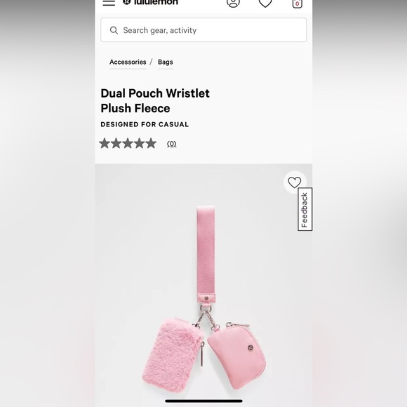 Lululemon Dual Pouch Wristlet Plush Fleece Black‎ NWT - Picture 2 of 2